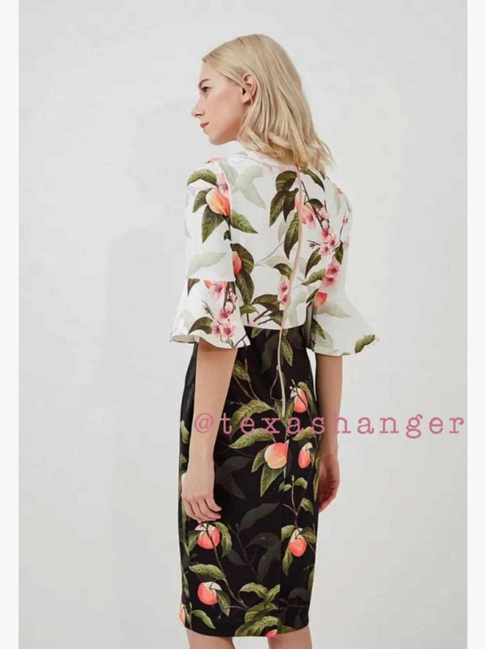 Ted Baker NWT Areea Midi Dress Size 8 Peach Blossom Print - Picture 5 of 16